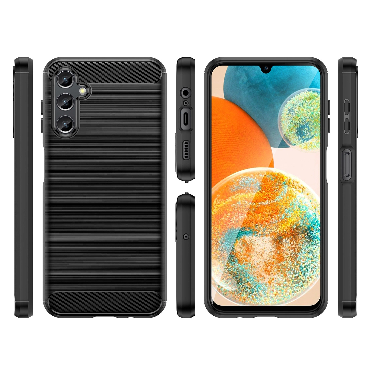 Samsung Galaxy A14 5G / 4G dėklas Carbon Flexible, juodas
