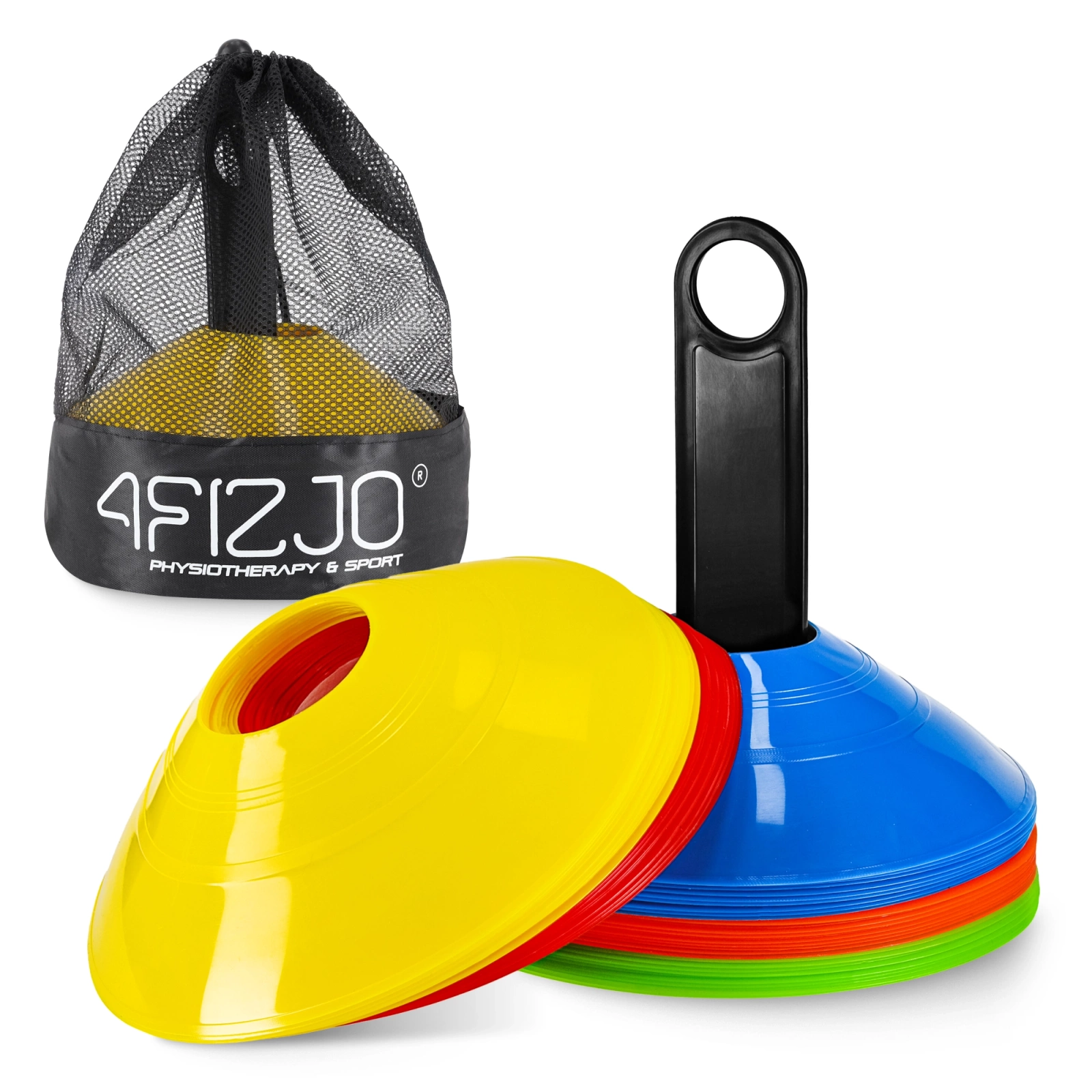 4FIZJO Set of 50 Plastic Sports Training Cones, Multicolored