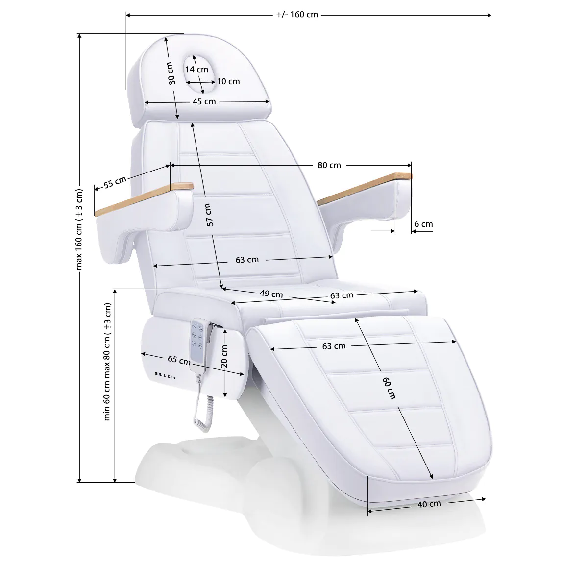 Elektrinis kosmetologinis krėslas Sillon Lux 273B, šaltai baltas