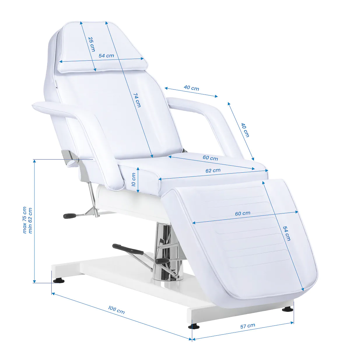 Hidraulinė kosmetologinė kėdė Sillon V2 210, šaltai balta