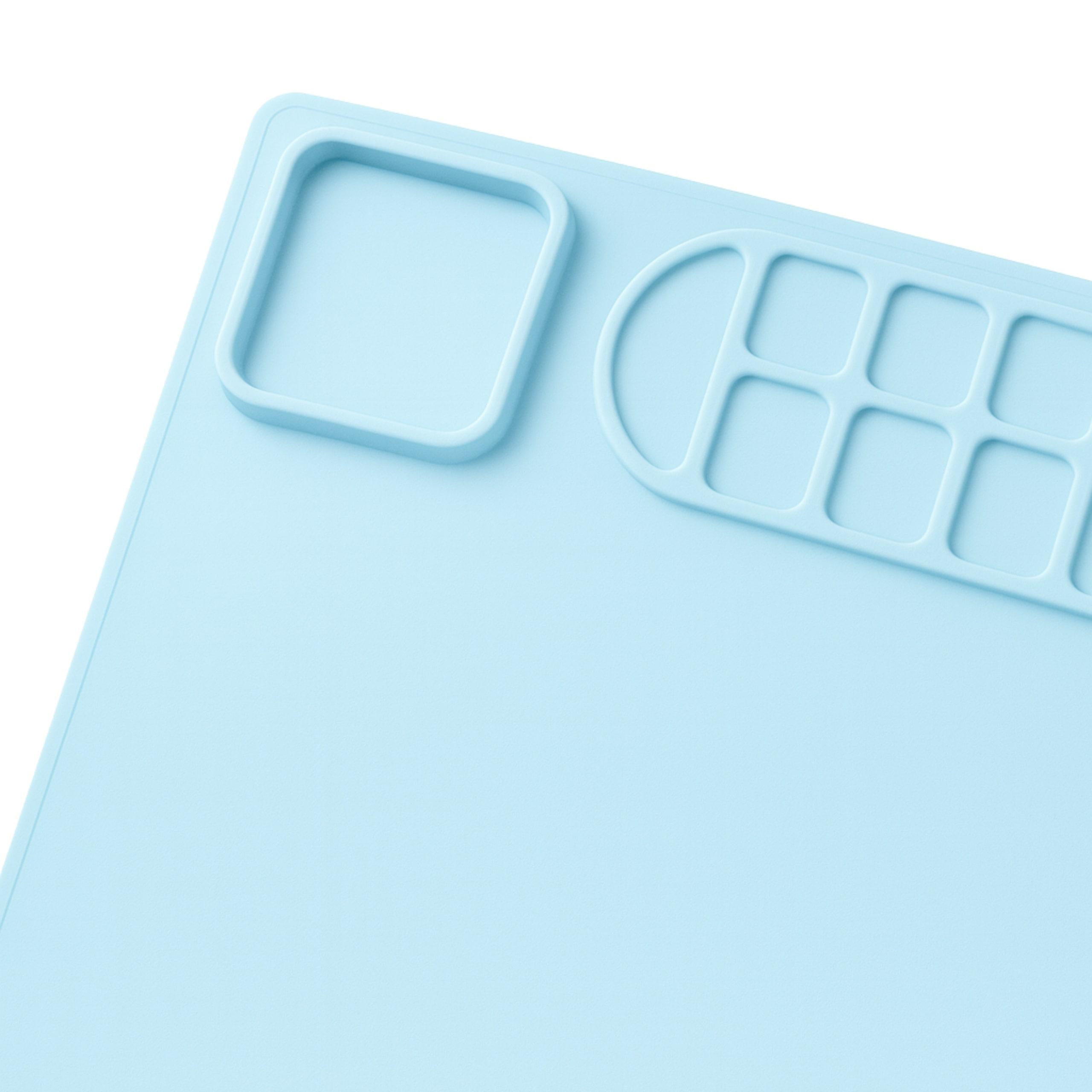 Silicone Painting Mat with 10 Brushes Set, Blue