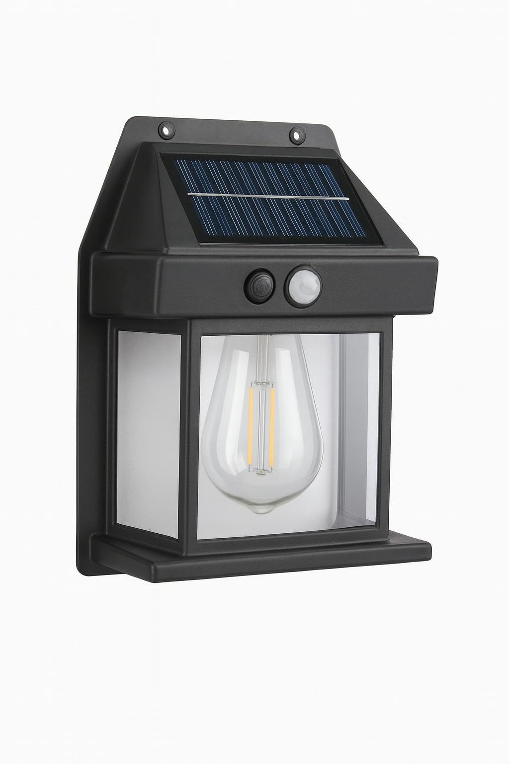 LED Solar Wall Lamp with Motion Sensor, Black