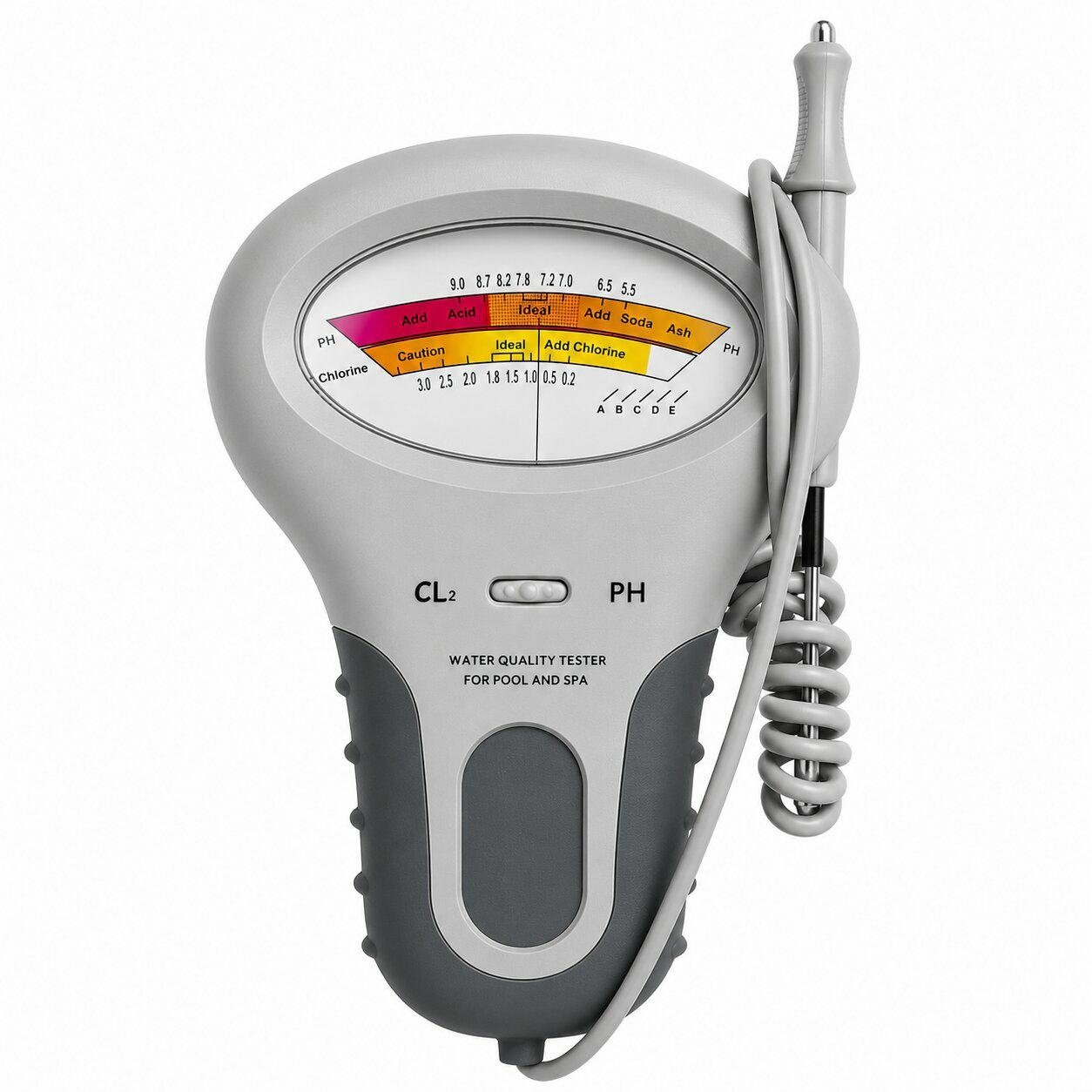 Pool pH and Chlorine Meter + 3-in-1 Test Strips