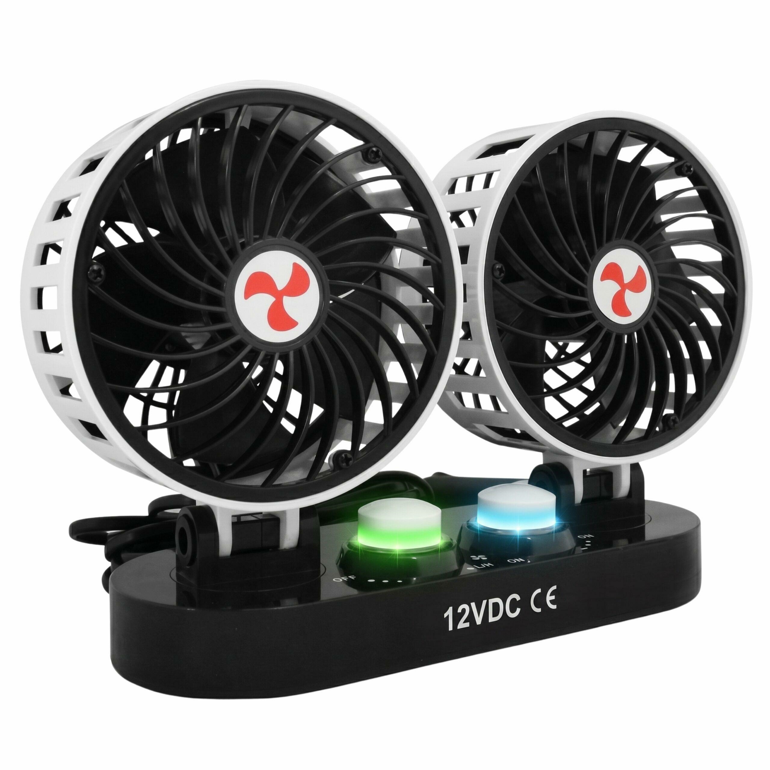 Dvigubas besisukantis automobilinis ventiliatorius 12V