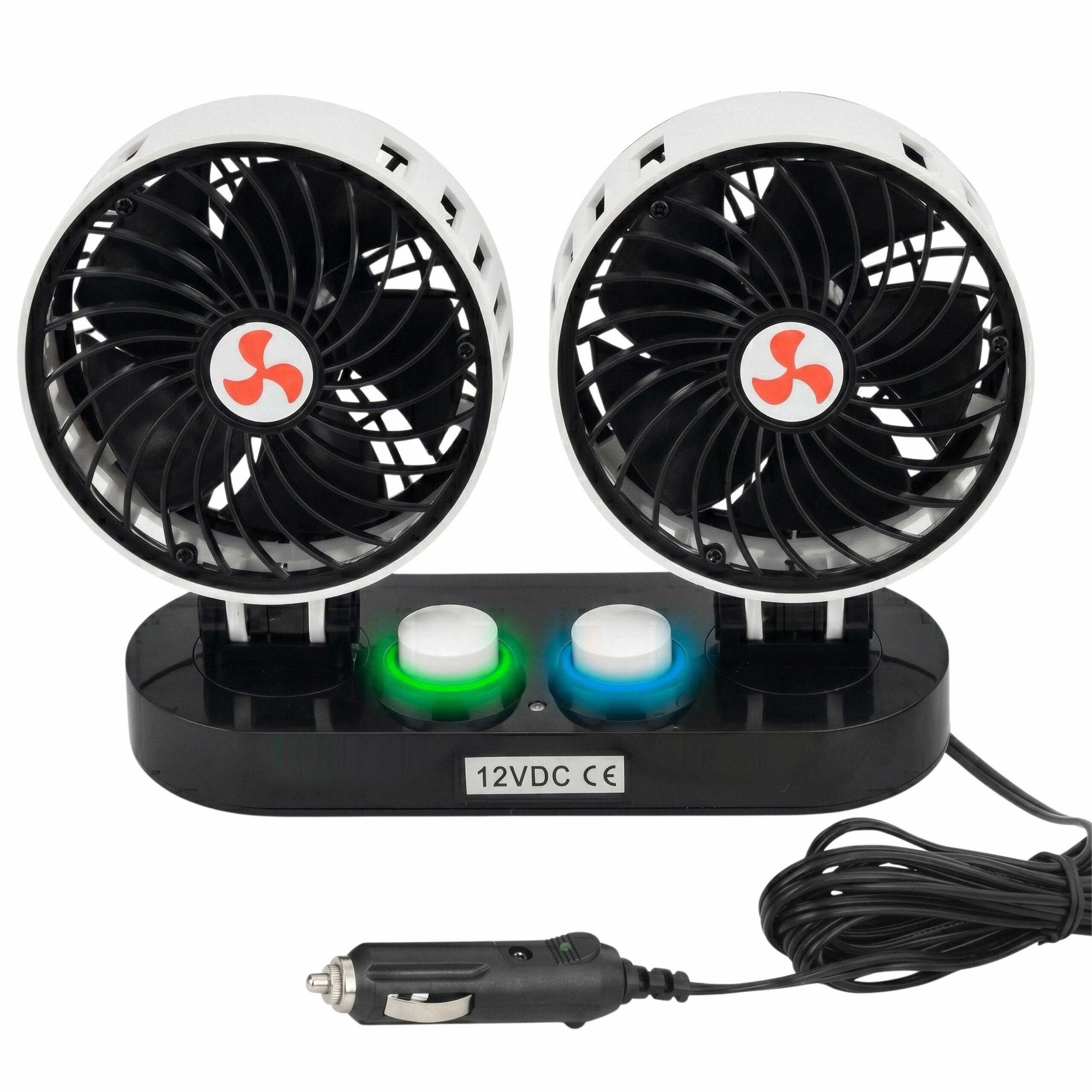 Double Rotating Car Fan 12V