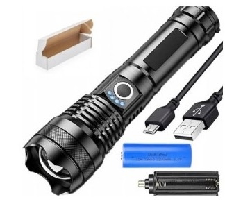 Taktinis žibintuvėlis su CREE HPX90 LED, 2000 lm, juodas
