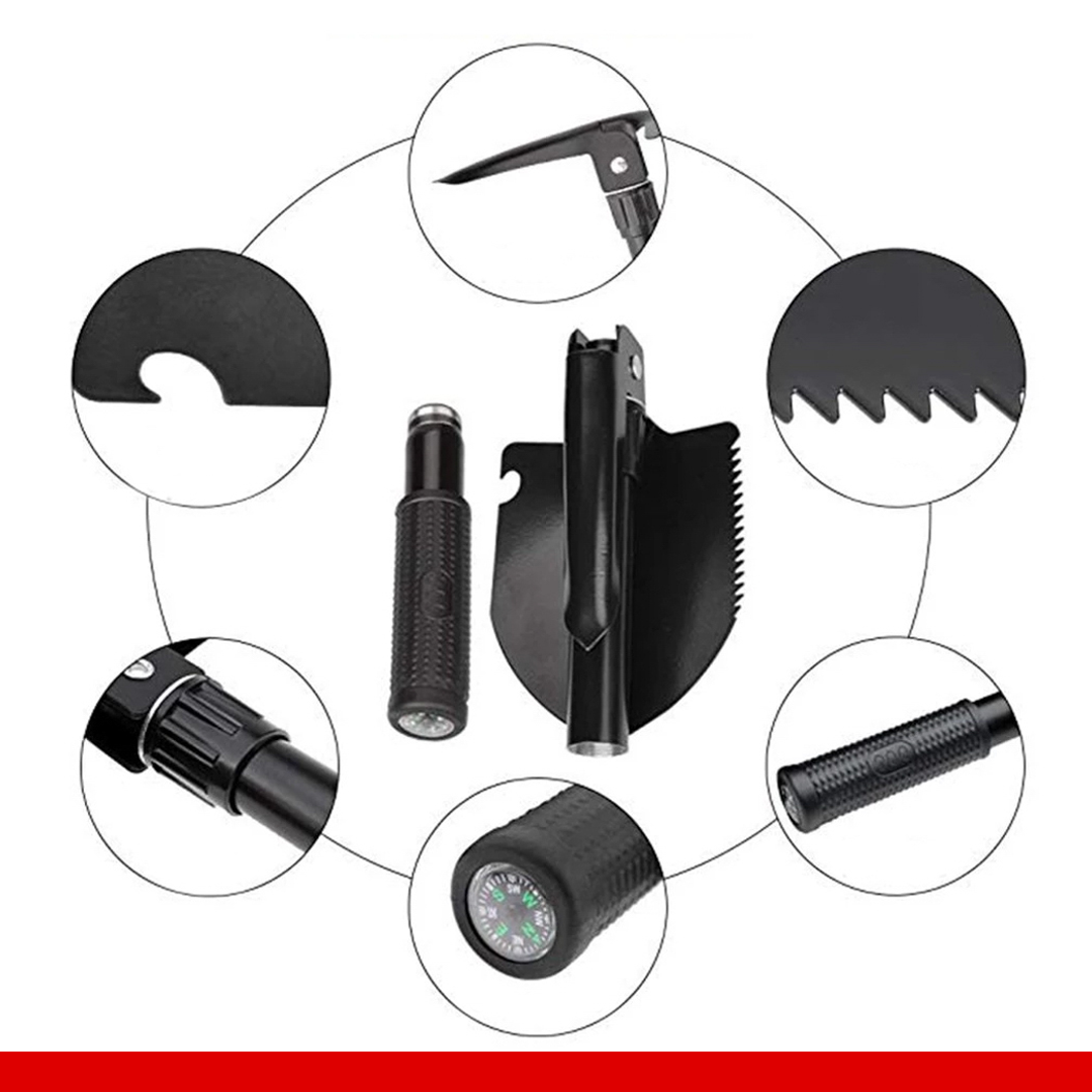 Folding Multifunctional Shovel 6 in 1 Black