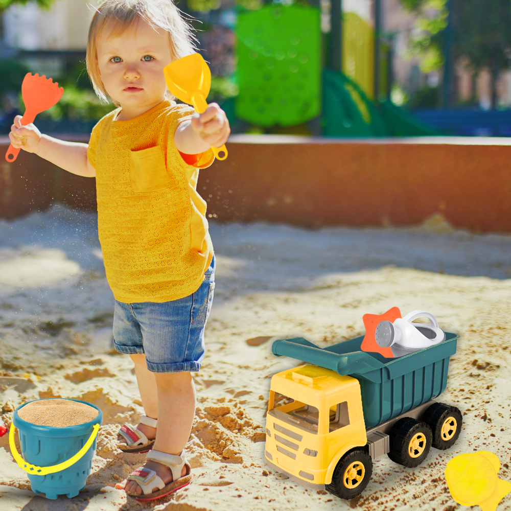 Bakalu Sand Play Set with Dump Truck and Accessories, 7 Pcs