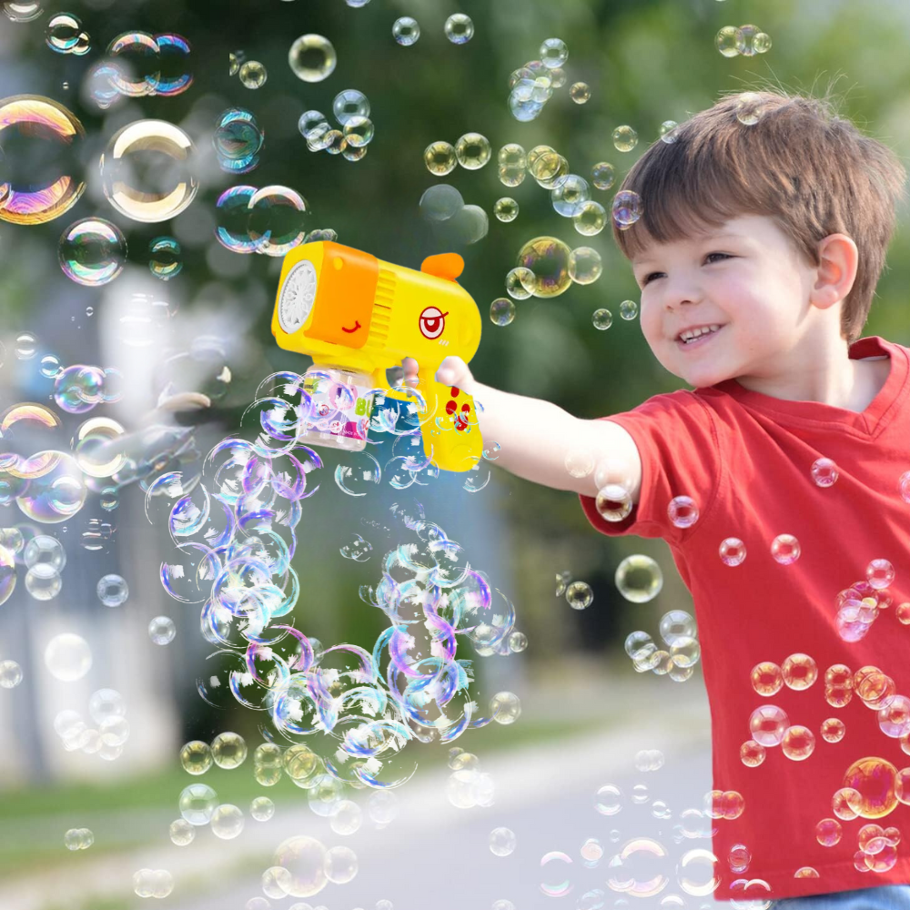 Bakalu Giraffe Soap Bubble Gun with Solution, Yellow