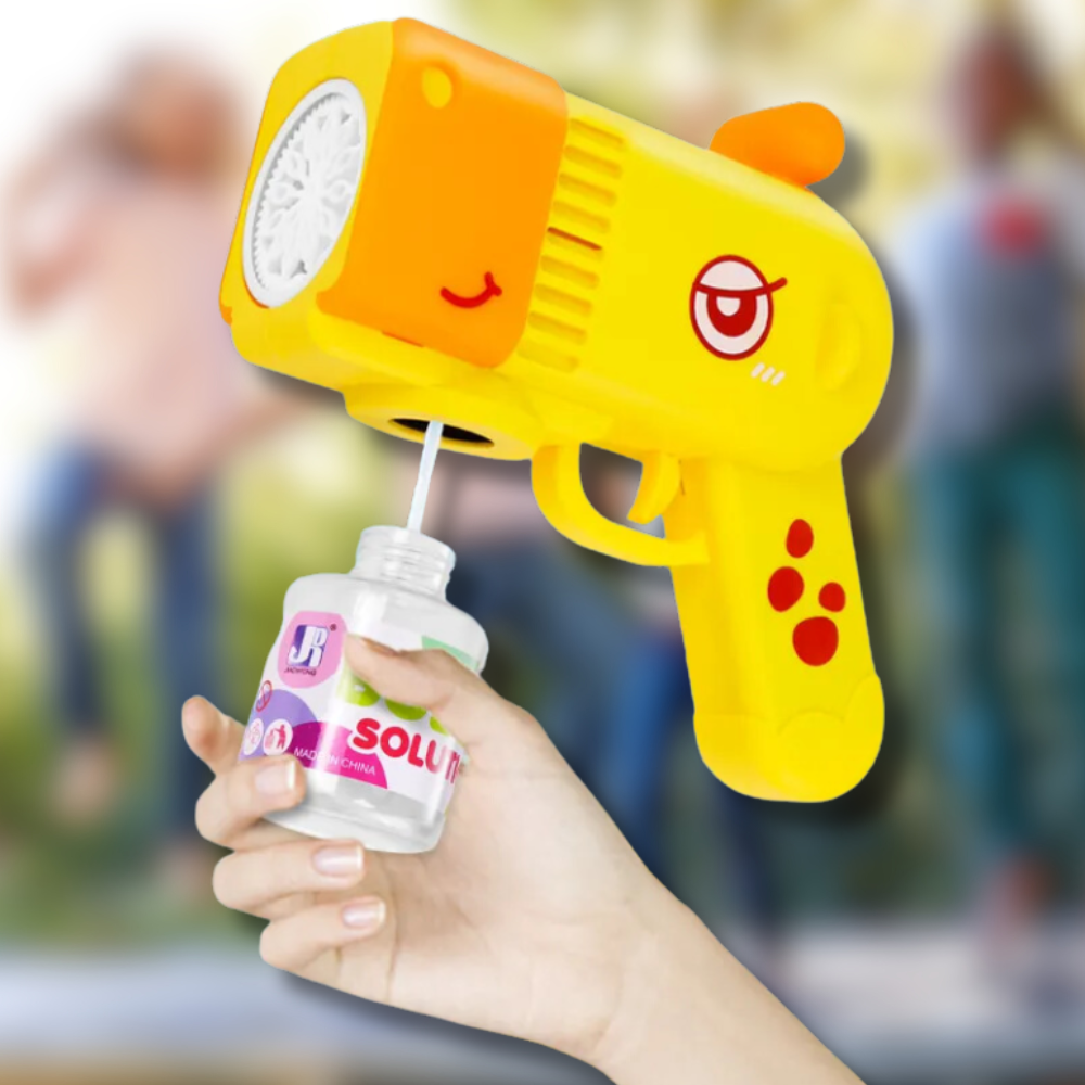 Bakalu Giraffe Soap Bubble Gun with Solution, Yellow