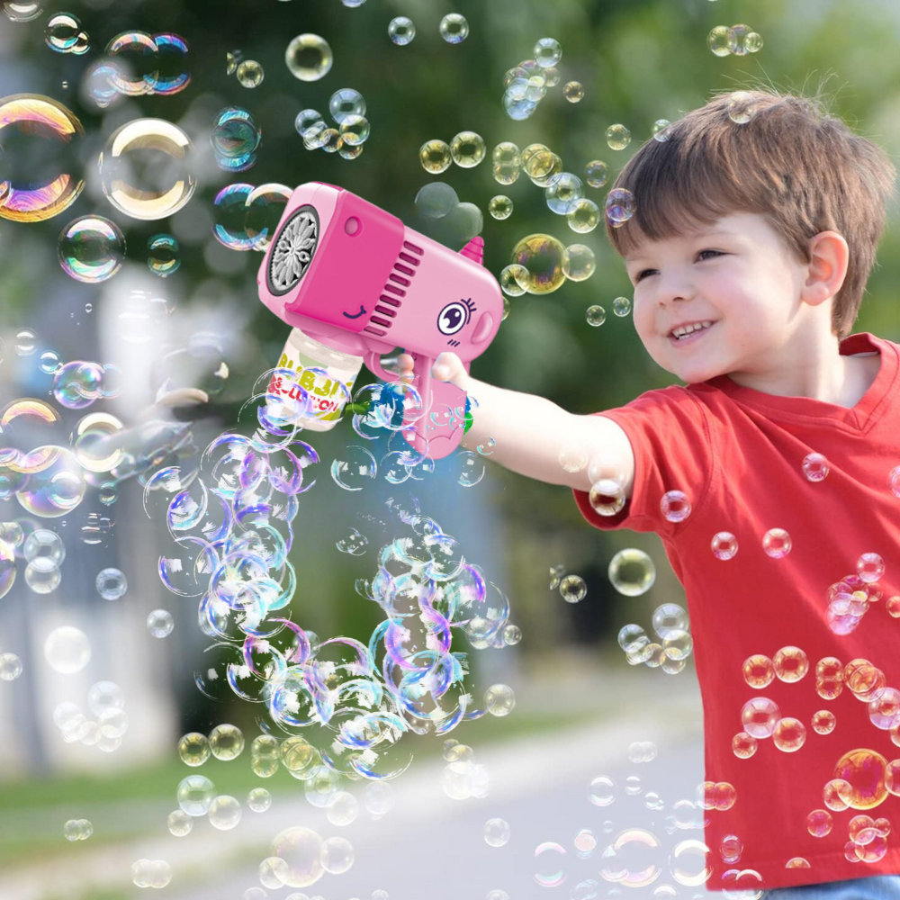 Bakalu Unicorn Bubble Gun with Liquid, Pink