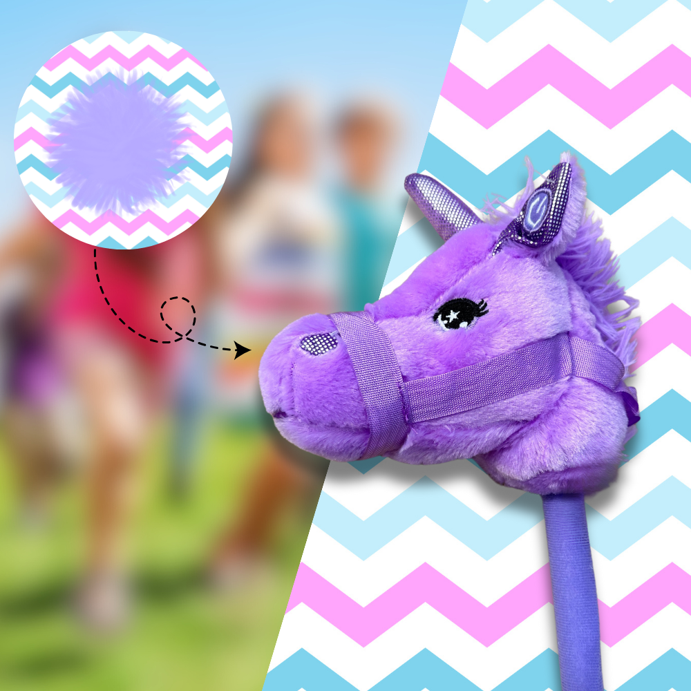 Pliušinis vienaragis ant lazdos Hobby Horse su garsu Violetinis