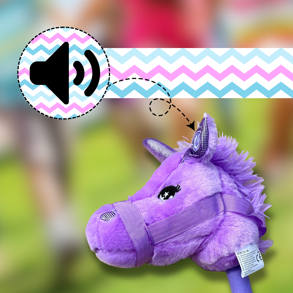 Pliušinis vienaragis ant lazdos Hobby Horse su garsu Violetinis