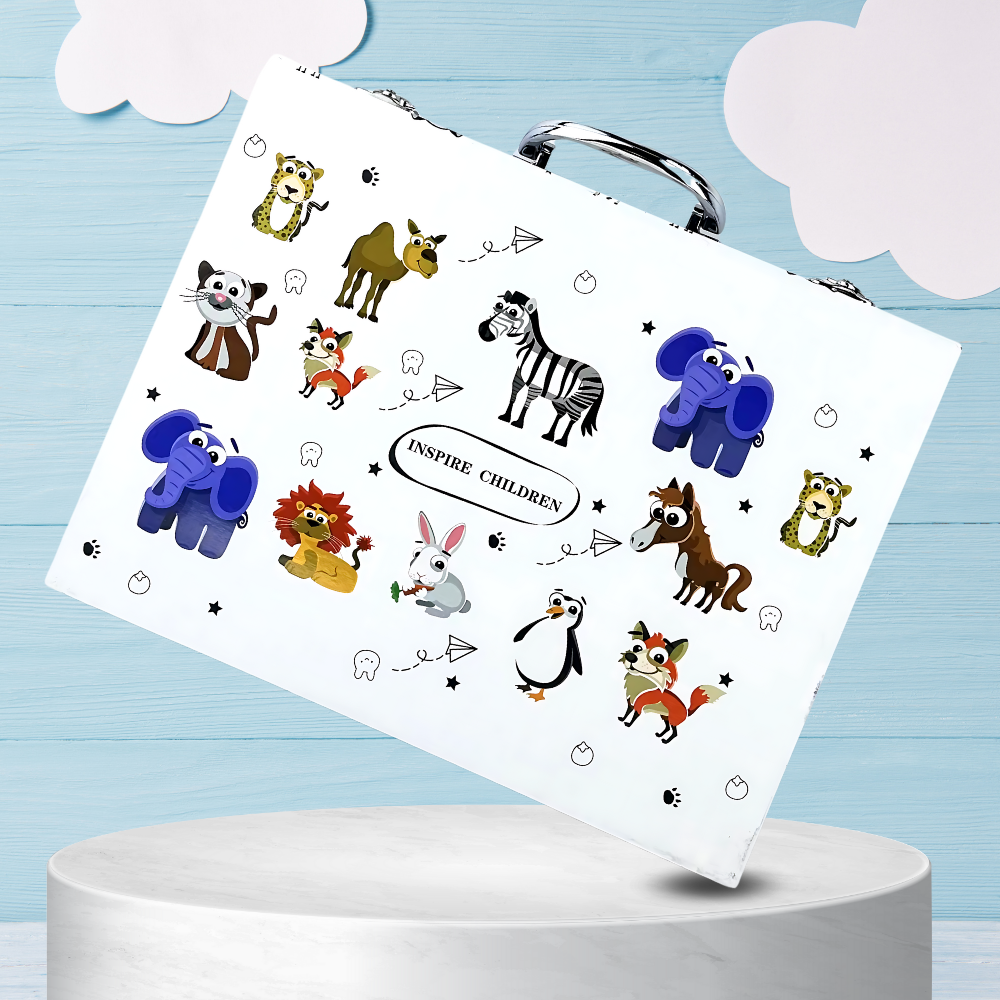64-Piece Kids Art Set for Drawing and Painting in a Portable Case