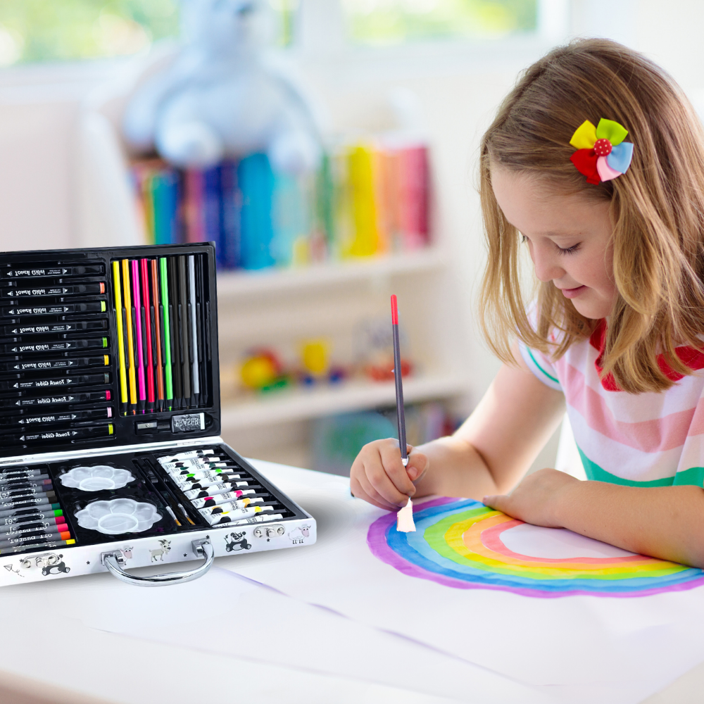 64-Piece Kids Art Set for Drawing and Painting in a Portable Case