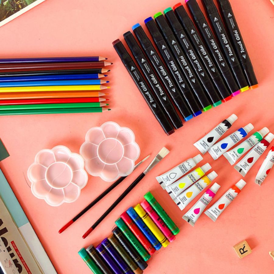 64-Piece Kids Art Set for Drawing and Painting in a Portable Case