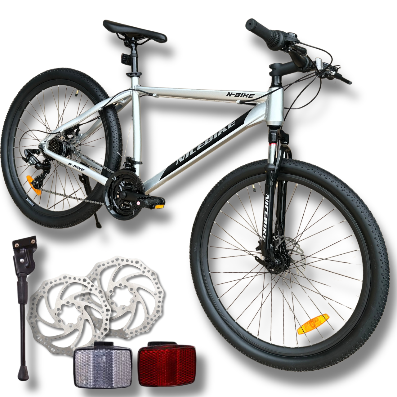 Kalnų dviratis Bakalu TOXIC SILVER MTB 26, sidabrinis