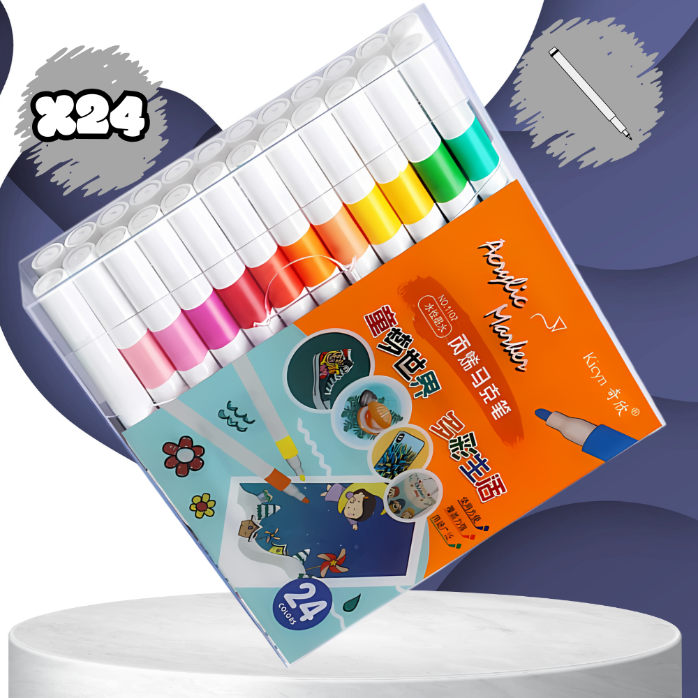 Bakalu Acrylic Markers for Various Surfaces, 24 Pcs