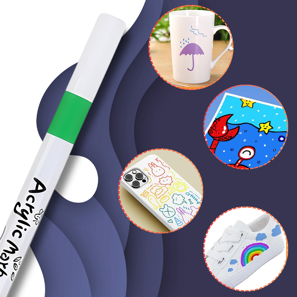 Bakalu Acrylic Markers for Various Surfaces, 24 Pcs