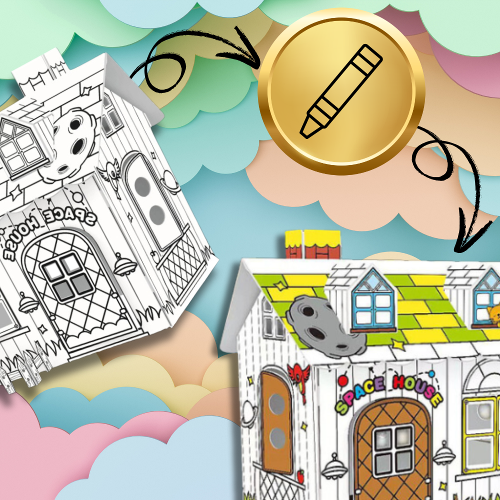 Foldable Kids Play House for Coloring with Markers
