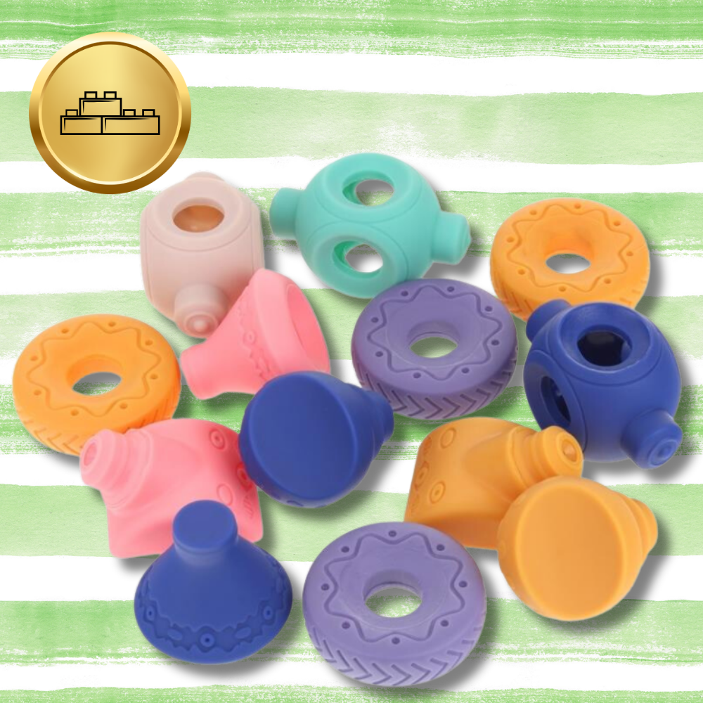 Bakalu Soft Sensory Blocks and Teether Set for Babies, 13 pcs.