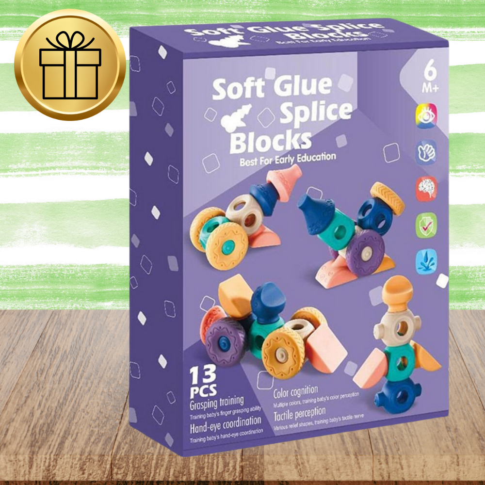 Bakalu Soft Sensory Blocks and Teether Set for Babies, 13 pcs.