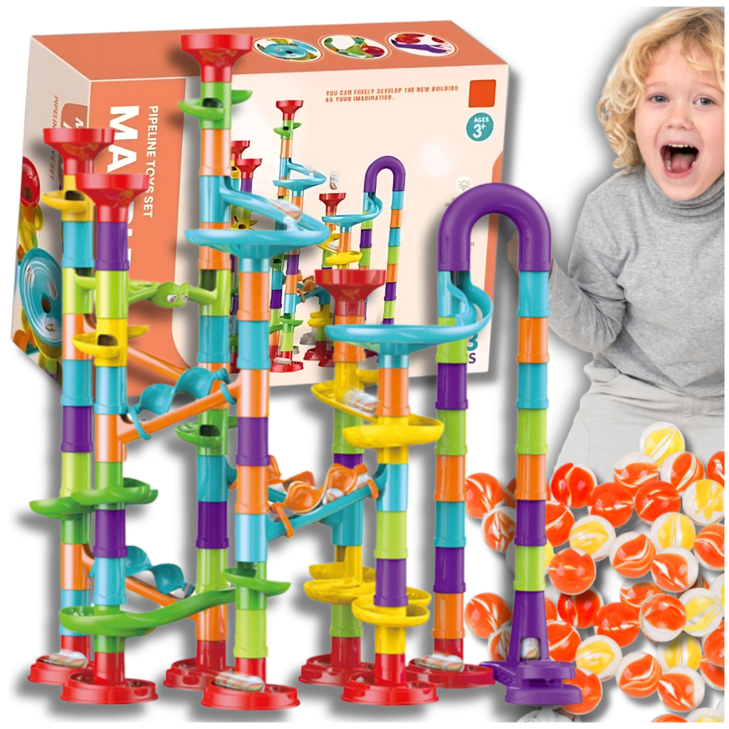 Large Marble Run Set with Launcher Maze Building Toy for Kids