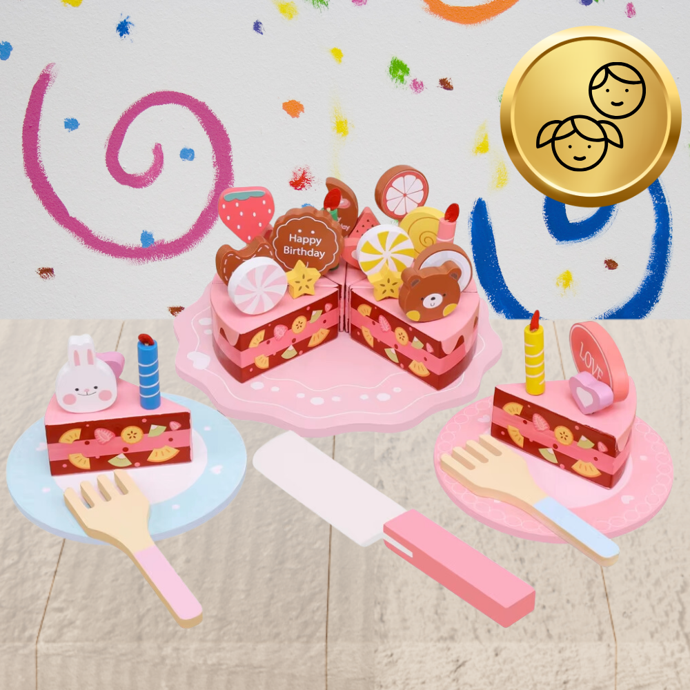 Wooden Kids Toy Cutting Cake Set with Accessories