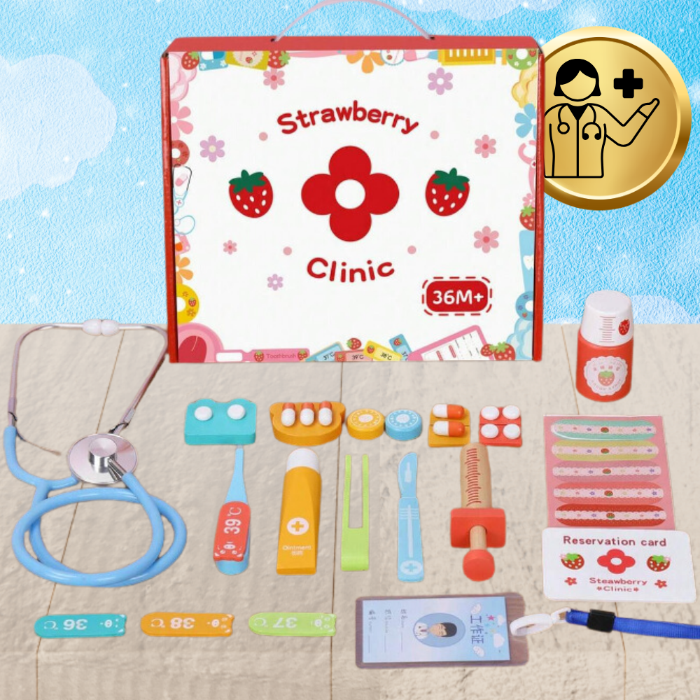 Bakalu Wooden Doctor Play Set for Kids with Stethoscope and Case