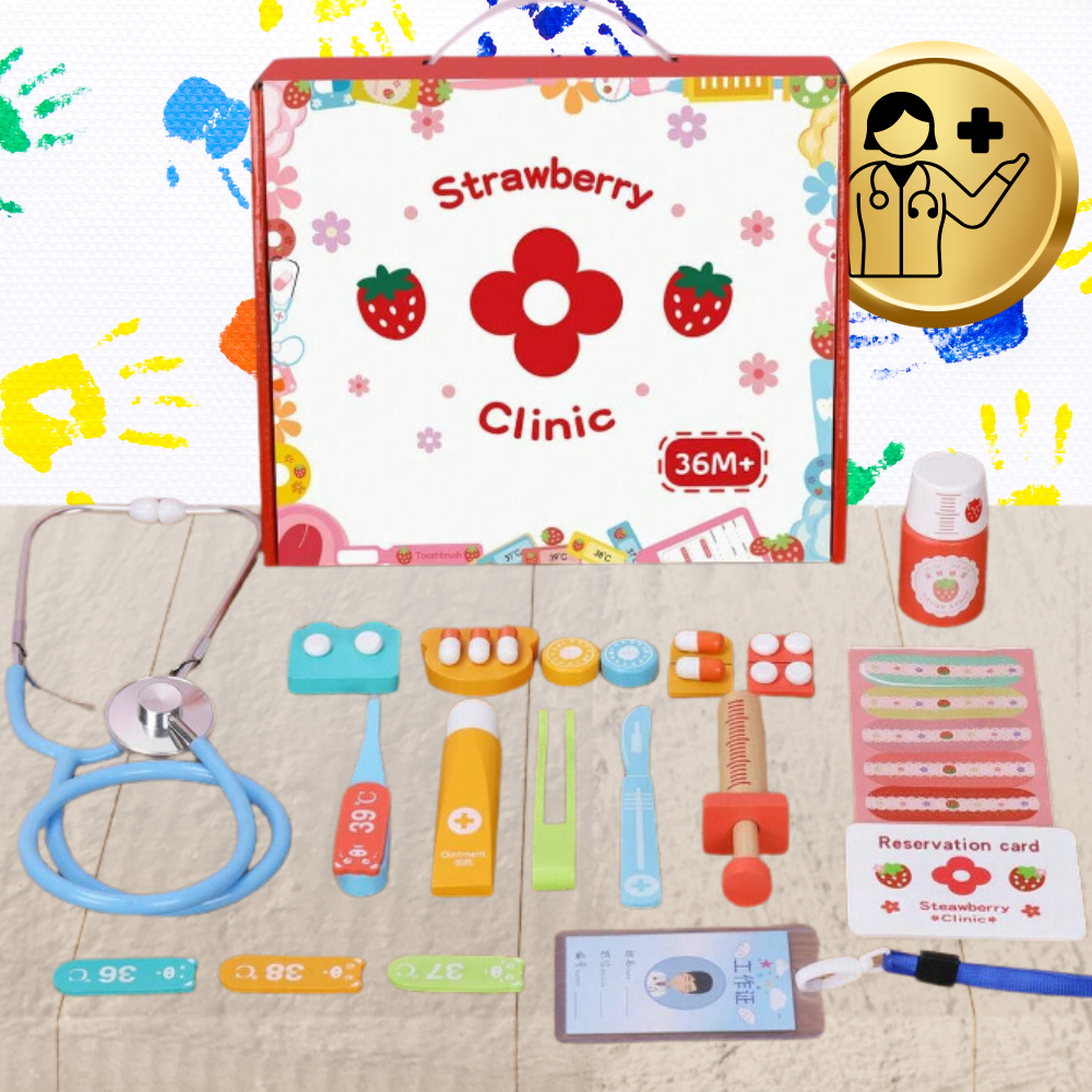 Wooden Doctor Set with Stethoscope and Costume for Kids