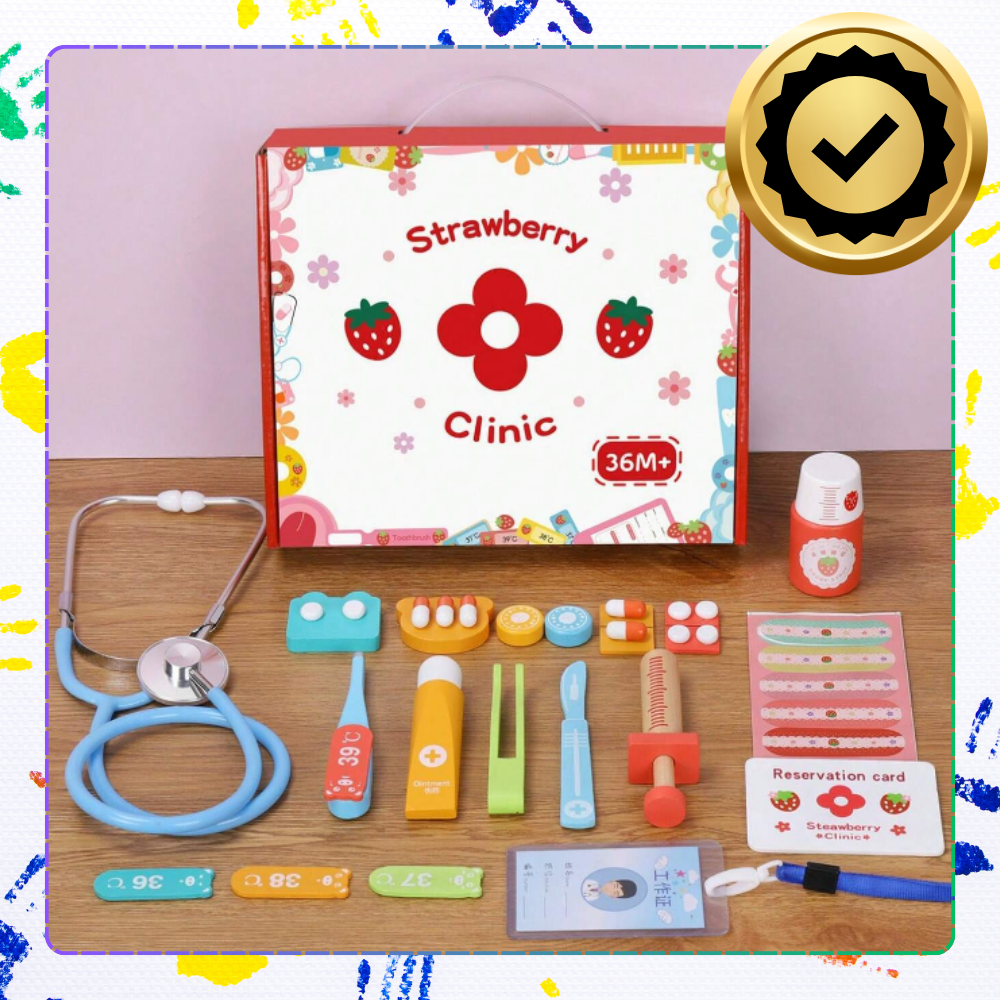 Wooden Doctor Set with Stethoscope and Costume for Kids