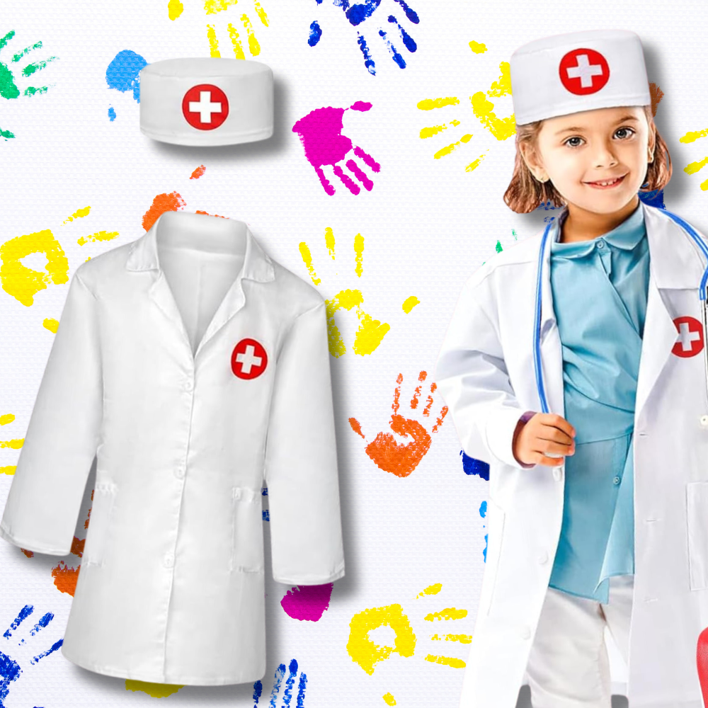 Wooden Doctor Set with Stethoscope and Costume for Kids