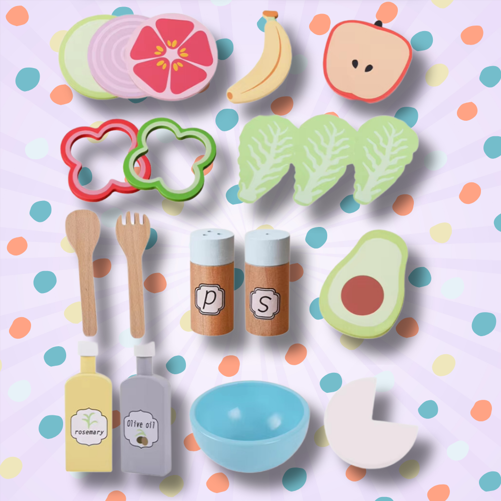 Bakalu Wooden Vegetable and Salad Set for Kids KZ1209
