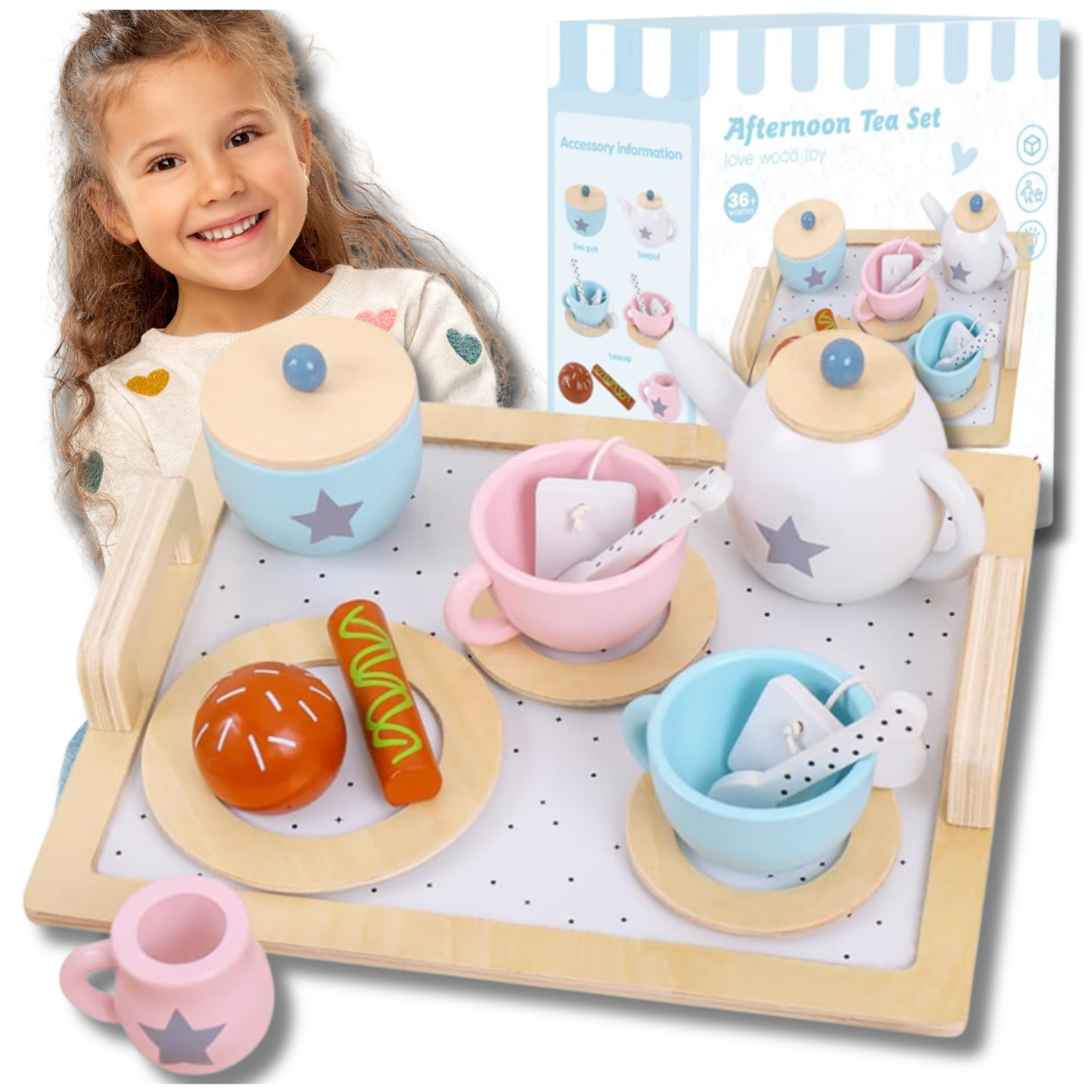 Bakalu Wooden Tea and Coffee Set for Children