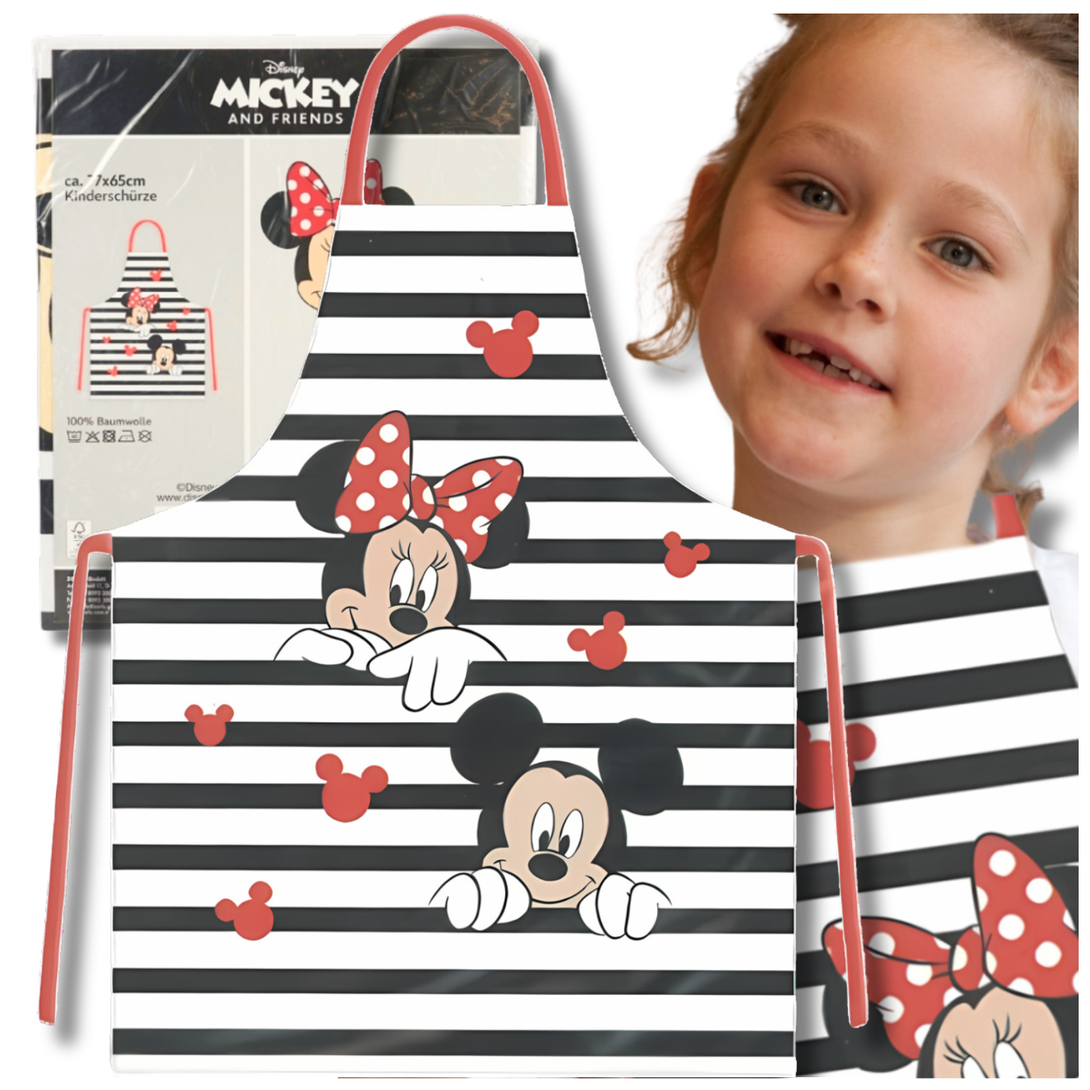 Children's Protective Kitchen Apron Mickey Minnie Mouse