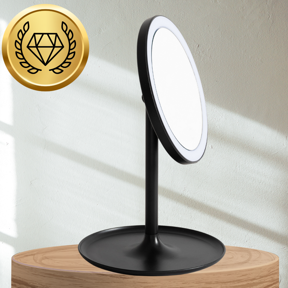 Bakalu Round LED Makeup Mirror, Black