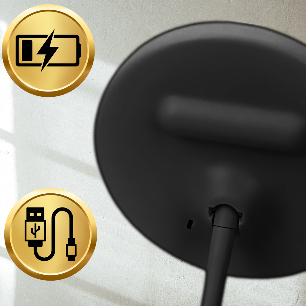 Bakalu Round LED Makeup Mirror, Black