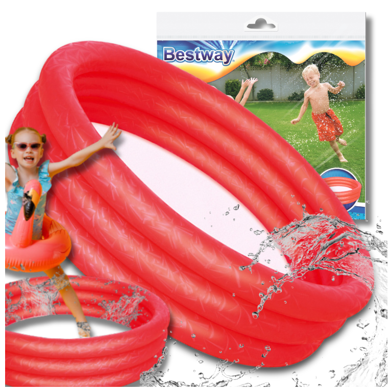 Bestway 51025 Inflatable Kids Paddling Pool, 122 x 25 cm, Red