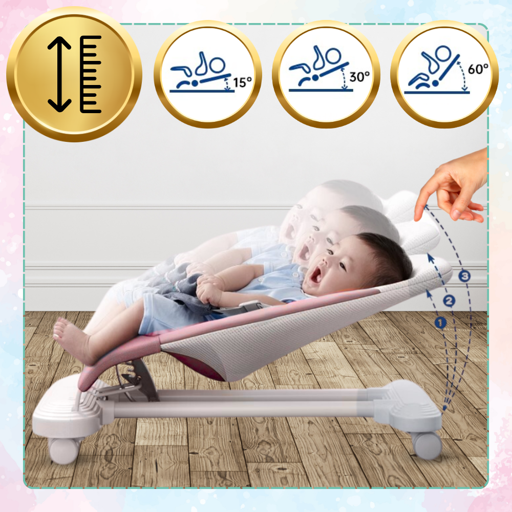 Bakalu NICEkids Foldable Baby Bouncer with Piano and Toys, Pink