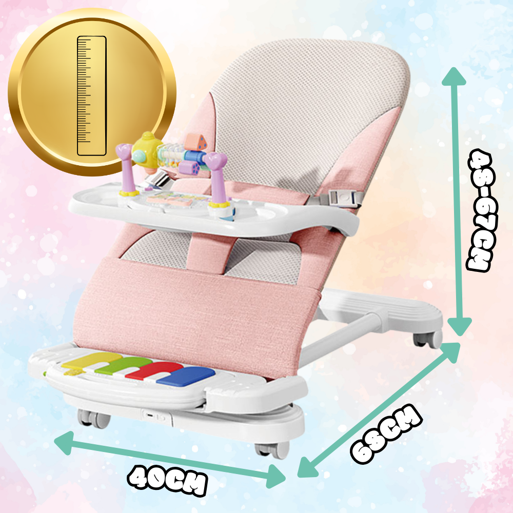 Bakalu NICEkids Foldable Baby Bouncer with Piano and Toys, Pink