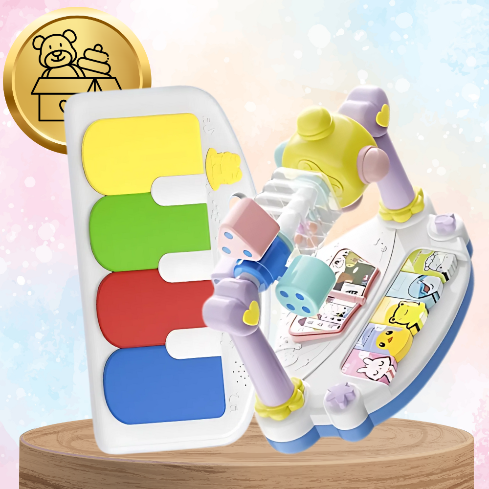 Bakalu NICEkids Foldable Baby Bouncer with Piano and Toys, Pink