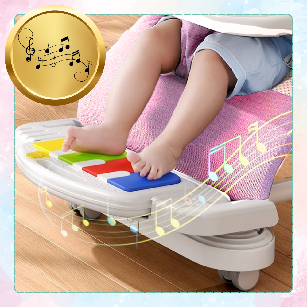 Bakalu NICEkids Foldable Baby Bouncer with Piano and Toys, Pink