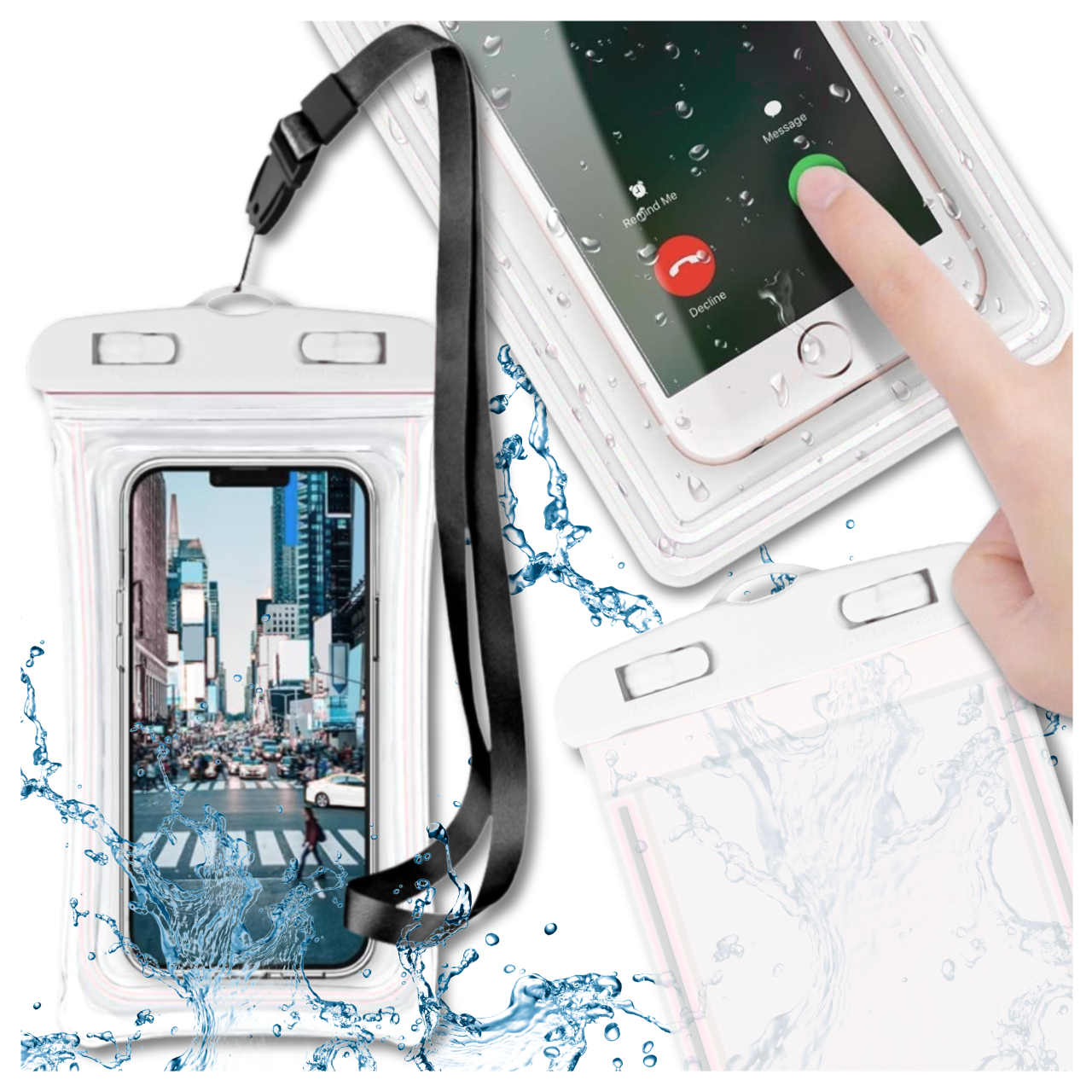 Bakalu Universal Waterproof Phone Case up to 6.85", White
