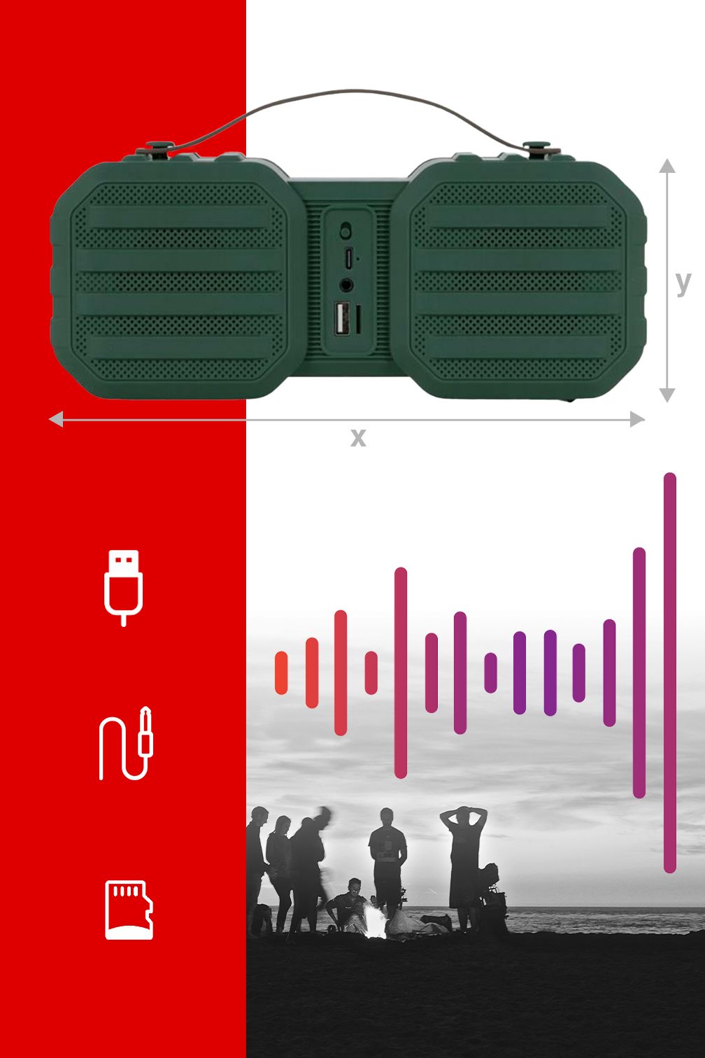 Brainz Power Cube Wireless Bluetooth Speaker, Green