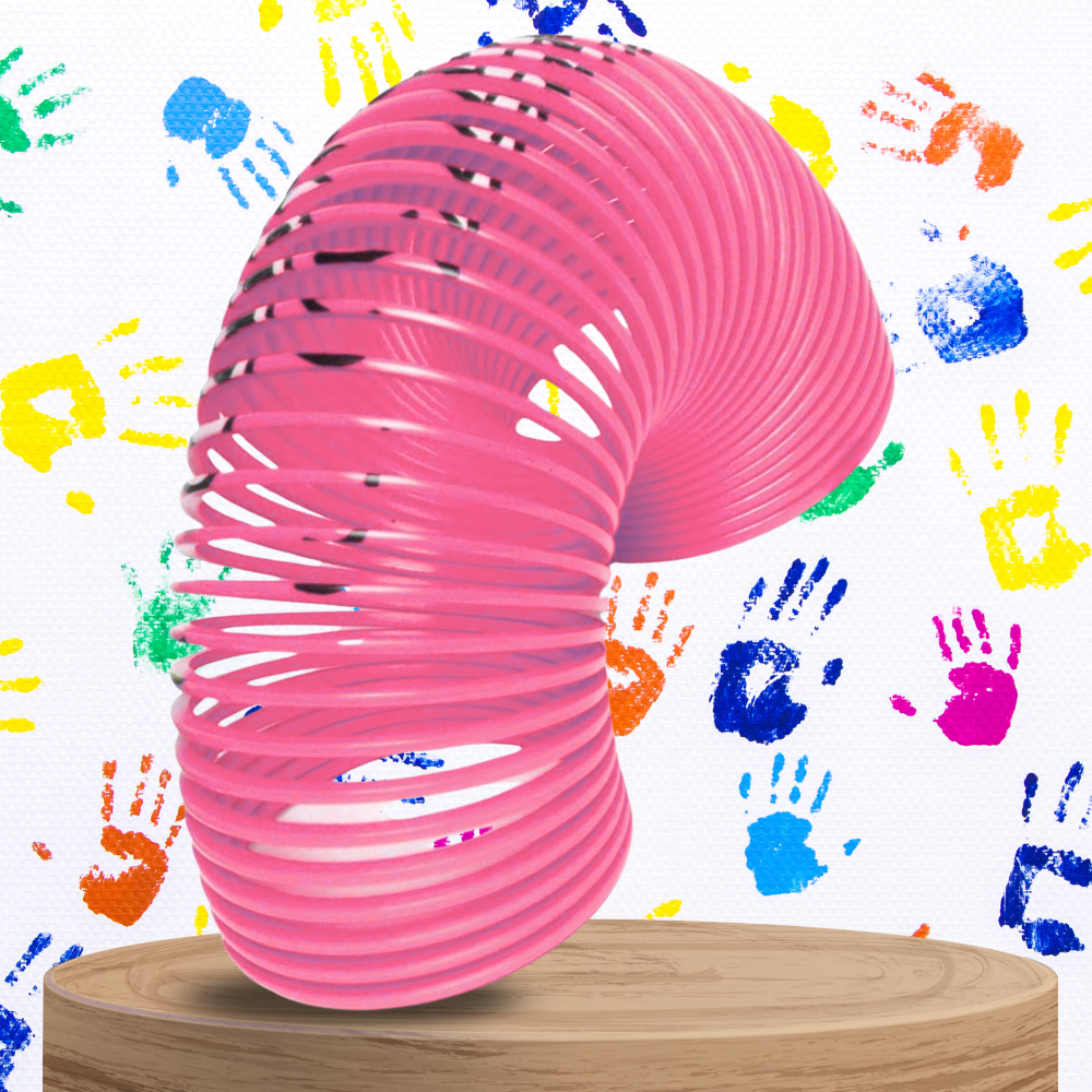 Magic Spring Slinky Toy for Kids with Emoji Pattern, Pink
