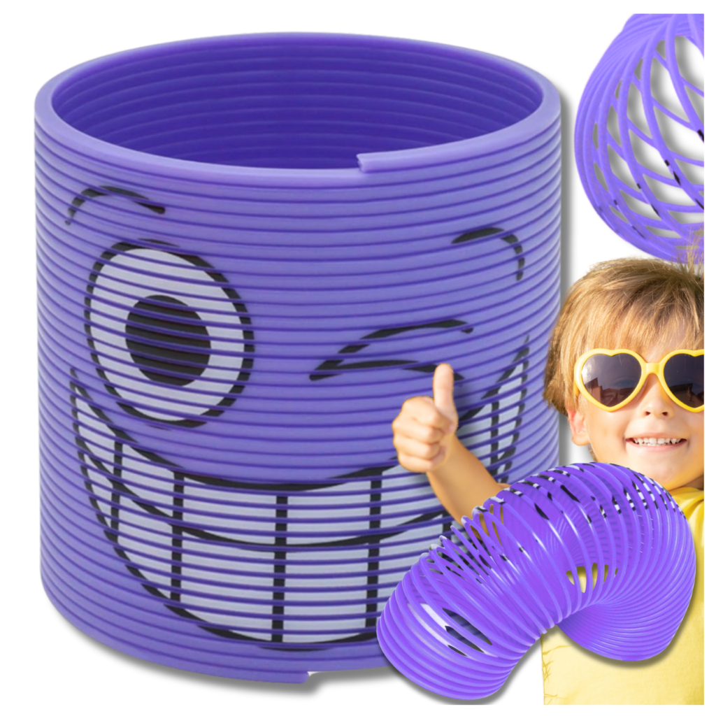 Magic Coil Spring Toy for Kids with Emoji Pattern, Purple