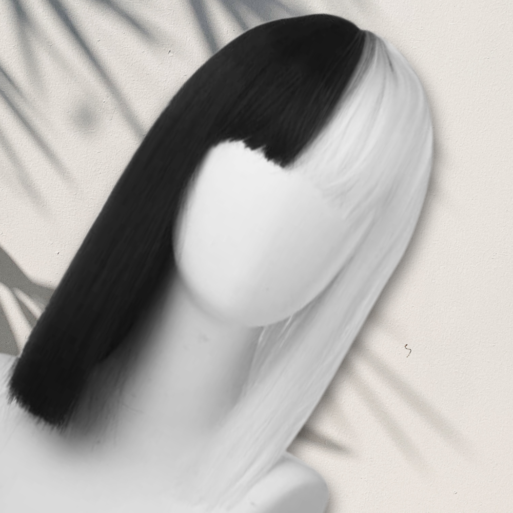 Short Black and White Wig with Bangs for Parties