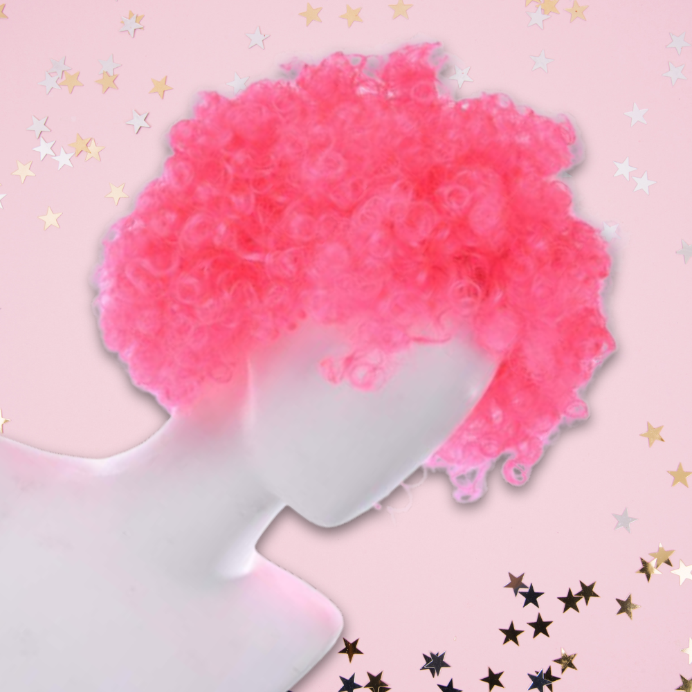 Pink Afro Wig for Parties and Carnivals
