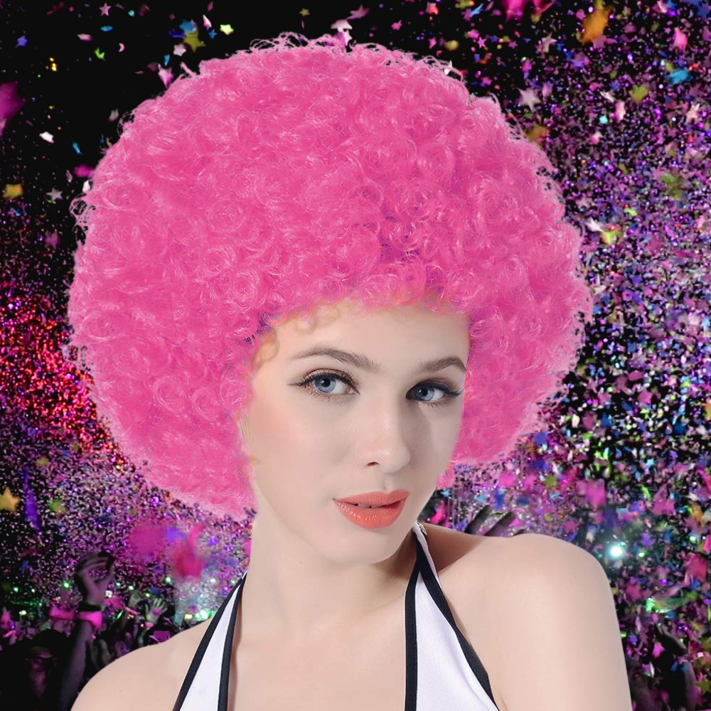 Pink Afro Wig for Parties and Carnivals