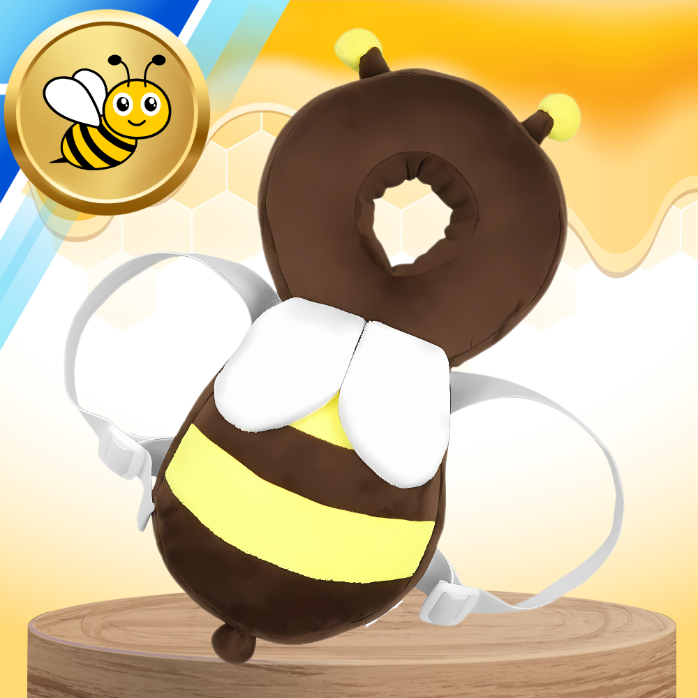 Baby safety backpack with head protection pillow, bee design